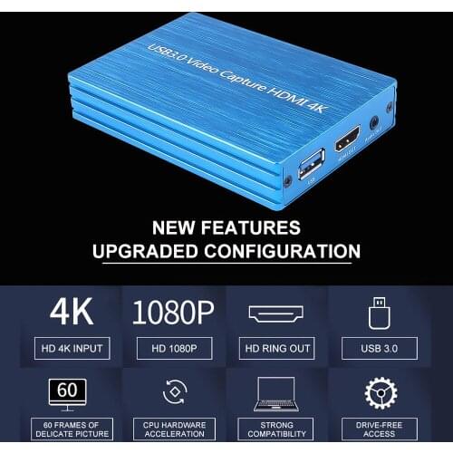 New 4K HDMI to USB 3.0 Video Capture Card Dongle 1080P 60fps HD Video Recorder Grabber for OBS Capturing Gaming Live Streaming