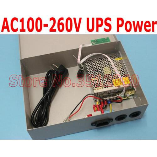 AC100V-260V UPS Power Supply Box kit Power cables,DC12V,5A work for magnetic lock, strike lock, exit button, access controller