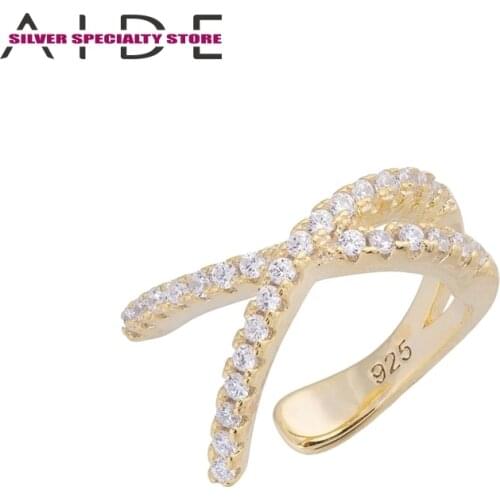 AIDE Punk Zircon Clip Earring For Women 925 Sterling Silver Cuffs Earrings Girl Earrings Fine Jewelry Pendientes Bijoux For Gift