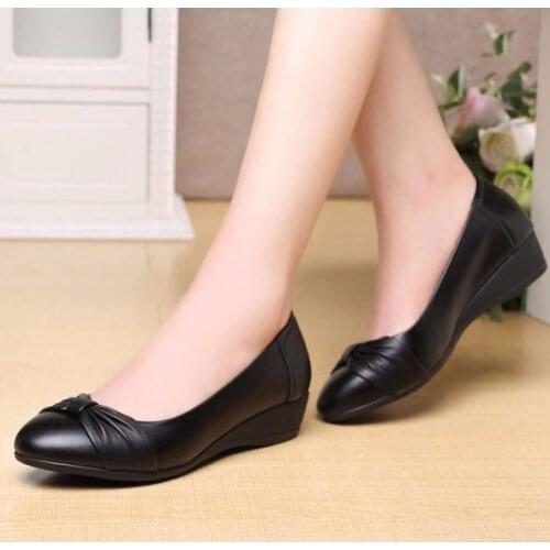BLWBYL 2021 Spring Autumn Fashion Women Genuine Leather Shoes Ladies Casual Soft Flats Shoes Mother Slip-on single Shoes