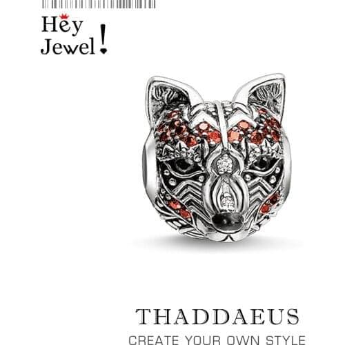 Beads Fox with Orange stone Fit Bracelet Europe Necklace 925 Sterling Silver Bijoux Jewelry Accessories Gift For Women Men