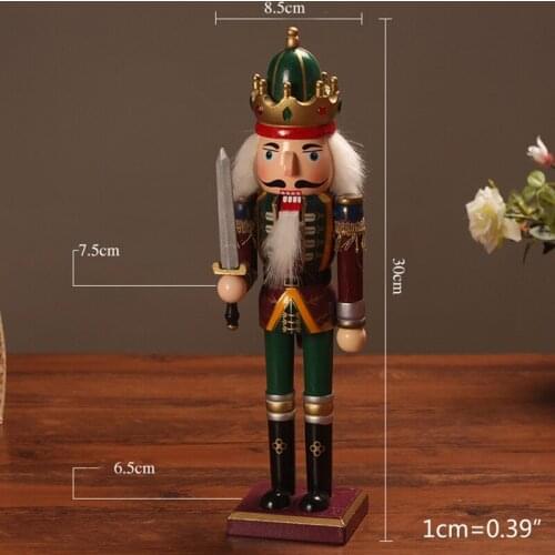 C5AA Wooden Nutcracker Soldier Doll Music Box Kids Toy Handicrafts Home Desktop Decoration Xmas Christmas