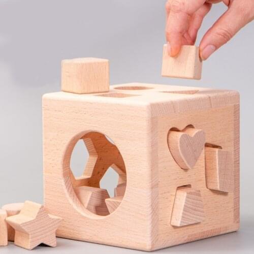 Kids Wooden Shape Sorter Cube Educational Montessori Toys Gift Toddler Baby Stacking & Matching Game Gifts Matching Game Jigsaw