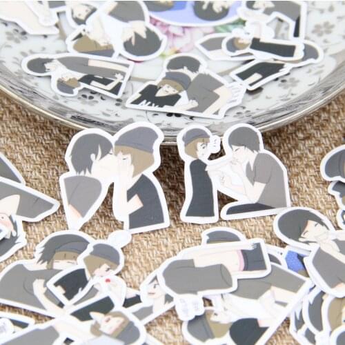40pcs Cartoon Fall in Love Couple Girl Boy Waterproof Scrapbook Planner Stickers for Girl Teens Water Bottle Phone Case Laptop
