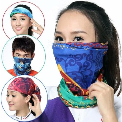 Small Silk Scarf Neck Tube Warmer Scarf Outdoor Sport Bicycle Cycling Riding Magic Headband Sports Scarves Cycle Bandana
