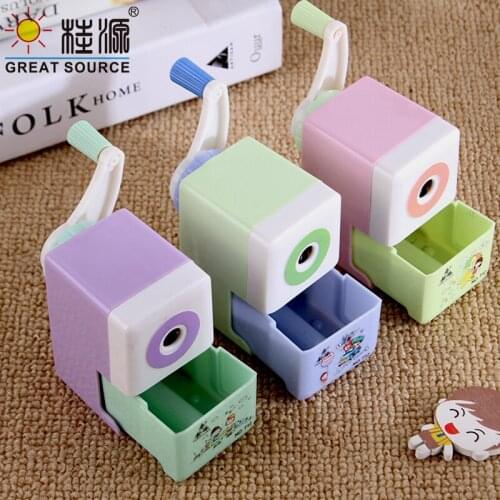 Mechanical Pencil Sharpener For Student Crayon Sharpener Big Chip Box 4 Colors Convenience Safety