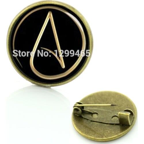 JOINBEAUTY Atheism Movement Logo Badge Atom Symbol Metal Pin Steam Punk Metatrons Cube Legend Triangle Men Women Brooches T524