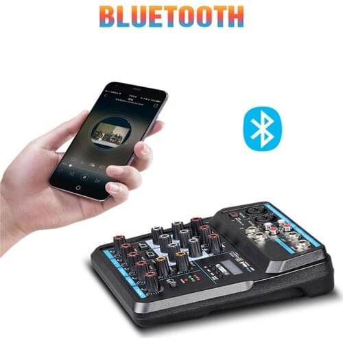 Mini 4/6 Channels Musical Mini Mixer Sound Mixing Console Mixer USB Audio DJ Console with Sound Card for Live Recording Singing