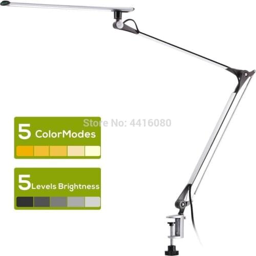 Led Desk Lamp Swing Arm Task Lamp with Clamp Eye-care Dimmable Office Light with Touch Control Memory Functio Metal Architect12w
