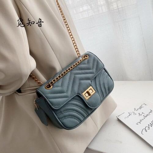 Color Solid Leather Crossbody Bags For Women 2019 Luxury Chain Shoulder Messenger Bag Lady Lock Handbags Cell Phone Purses
