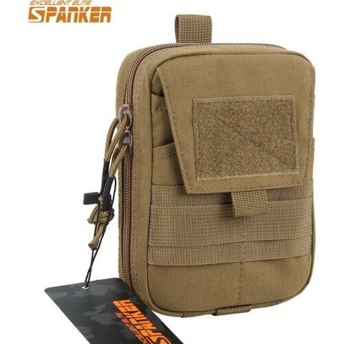 EXCELLENT ELITE SPANKER Tactical Army Green EDC Bags Molle Multifunction Double Zipper Waist Bag Hunting Tool Small Pouch
