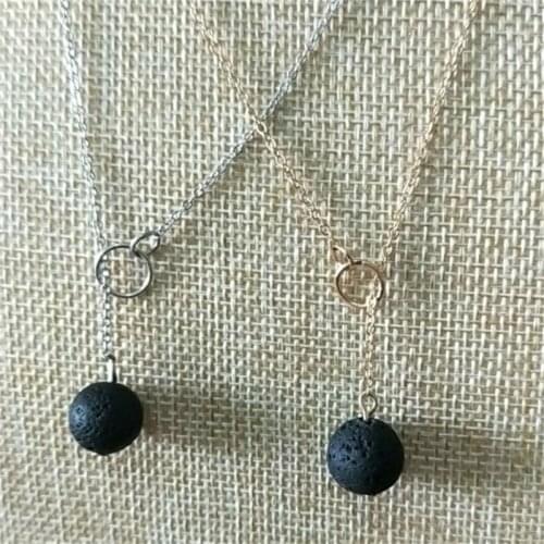Black Lava Stone Bead Necklace Aromatherapy Essential Oil Perfume Diffuser Necklace Jewelry Collar Gift