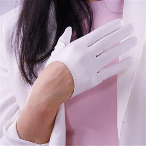 13cm Patent Leather Ultrashort Gloves Emulation Leather Bright Black Bright White Touch Slim Hand Wild Basic Female PU103