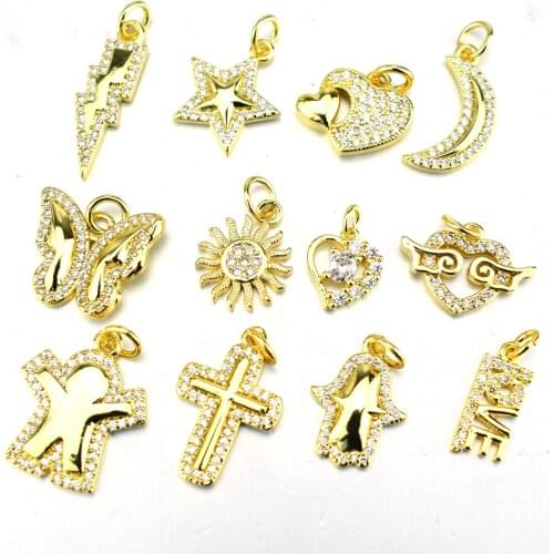 Lightning Pendant Suitable for bracelets, necklaces, jewelry, Hamsa palm jewelry, sun flower pendant, micro-inlaid zircon