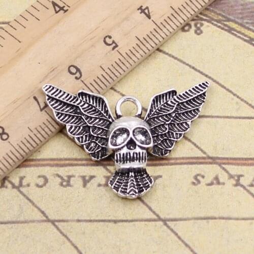 10pcs Charms Fly Skull Bat 34x25mm Tibetan Pendants Crafts Making Findings Handmade Antique Jewelry DIY For Necklace