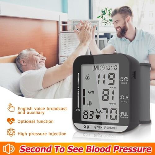 Portable Blood Pressure Monitor Household LCD Sphygmomanometer Mini Wrist BP Meter Digital Tonometer Electronic Tensiometer