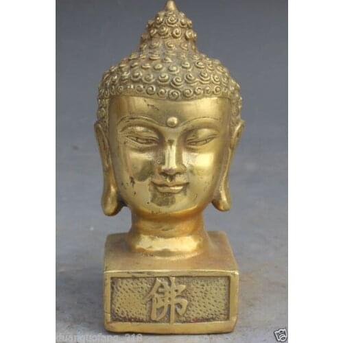Elaborate Chinese Tibet Brass Amitabha Buddha Sakyamuni Seal Statue