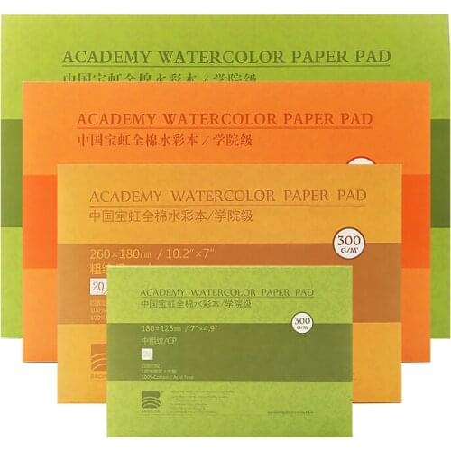 100% Cotton Professional Watercolor Paper 20Sheets Hand Painted 300gsm Wood Pulp Watercolor Book for Artist Student Supplies