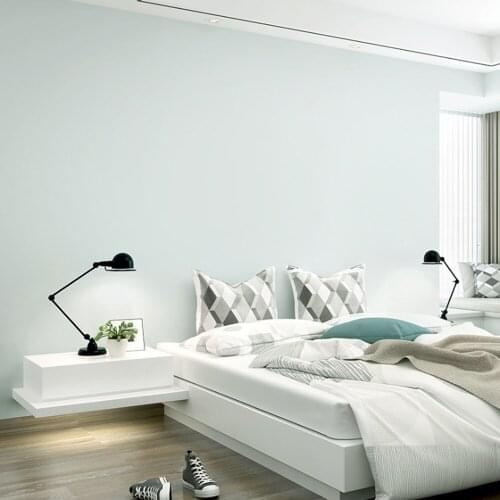 Q QIHANG Nordic Modern Minimalist Solid Color Living Room Bedroom TV Background Non-woven Wallpaper Light Cyan 0.53m*10m=5.3m2