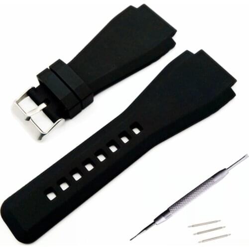 34*24mm Convex End Silicone Rubber Watch Band For Bell Series BR01 BR03 Strap Watchband Bracelet Belt Ross + Tool