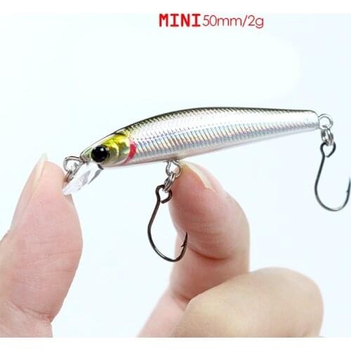 5 colors Sink slowly Minnow 1pc Fishing Lures 5cm-1.97"/0.07oz-2g Hard Lure Fishing Tackle Single hook Artificial Bait