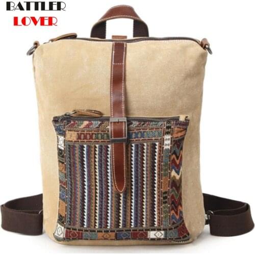 Women New Canvas Backpacks Female Genuine Cow Leather Handle Shoulder Purses Big Capacity Travel Bags For Ladies Classic Totes