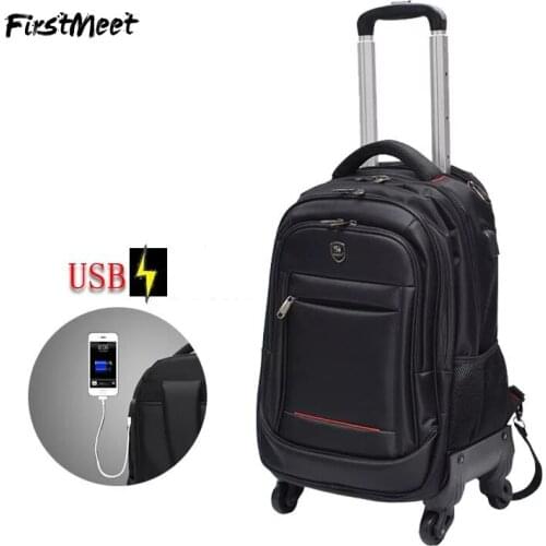 New USB Multifunction Rolling Luggage bag 18 inch Spinner Backpack Shoulder Travel Bag Casters Trolley Carry On Wheel School Bag
