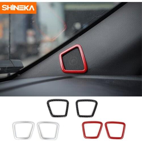 SHINEKA Car Styling Auto Door A Pillar Speaker Decoration Cover Trim Ring Frame Stickers ABS Fit for Ford F150 2015