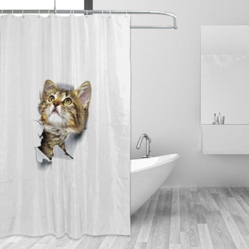 USA Shorthair Bathing Bathroom Shower Curtain Cats Lover Gift Waterproof Polyester Fabric High Quality Bath Curtains
