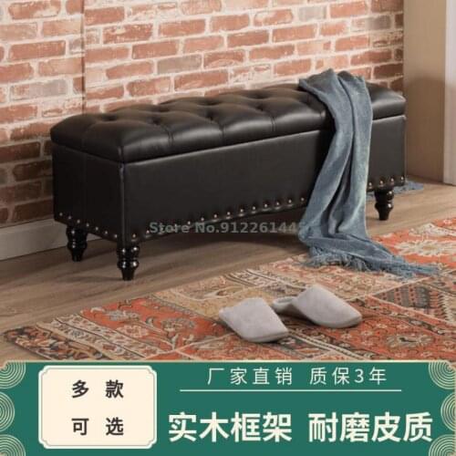 European storage stool storage stool box clothing store sofa stool rectangular household shoe changing stool solid wood shoe cab