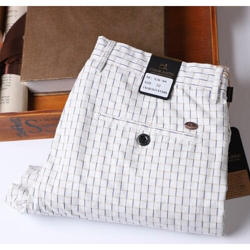 Thin Summer Plaid Pants Men Straight Korea Style Clothes Men Pants Trousers 2021 New