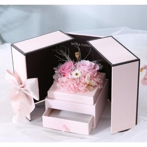 Wrapping Gift Case Gift Box Foldable Flower Box Living Room Wedding Portable Beautiful jewelry box With the bag