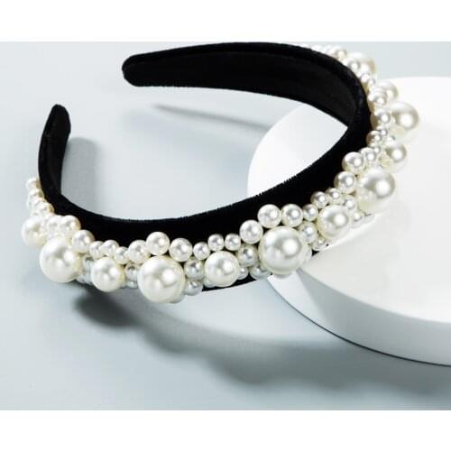 New 2021 Elegant Hairband Baroque Floral Pearl Headband Geometric Pearls Braided Flower Headbands for Women Hair Accessories