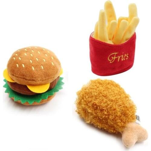 1PC Dog Chew Toy Separate combination Food Toy With Sound Hamburger Chicken Leg French Fries Pet Toy TXTB1