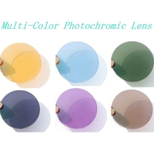 1.56 Multi-Color Photochromic Lenses 70mm -6/-2 UV400 Anti-Glaring HMC+EMI for Normal Size Optical Fullrim