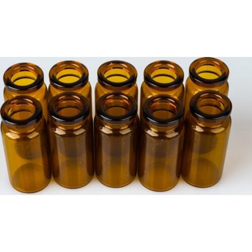 10pcs Clear Brown Injection Glass Vial without Center Flip Off Cap 2ml 5ml 7ml 10ml Transparent Liquid Medicine Glass Containers