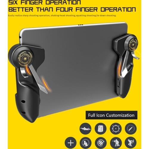 New AKpad6K 2pcs 6 Fingers Tablet Shooting Gaming Button Triggers Gamepad for Ipad Controller PUBG Game Controller Joystick