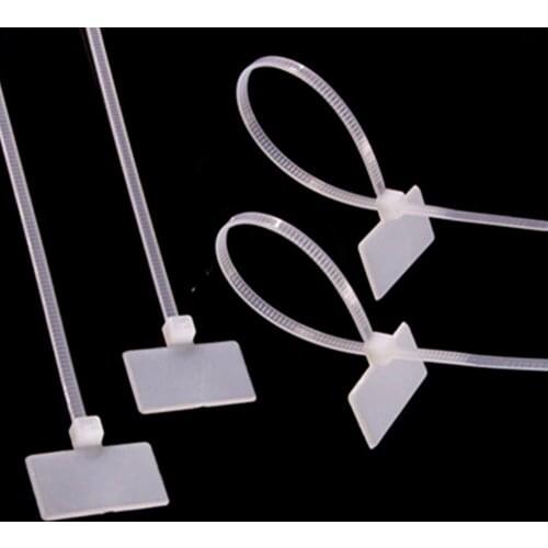3*100mm/4*200mm white self-locking nylon outer label tag strap width 2.5mm/3mm writable logo with brand plastic cable tie