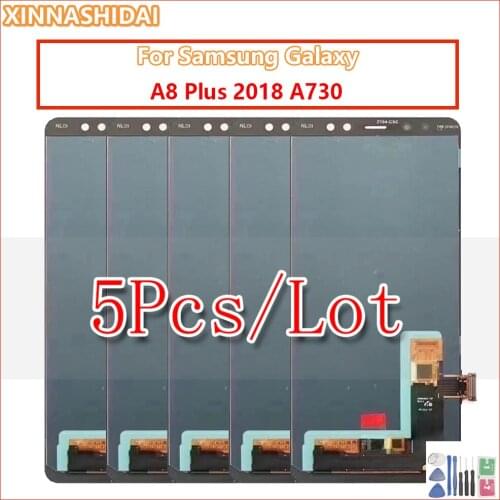 5 Pcs LCD Display For Samsung Galaxy A8 Plus 2018 A730 A730F LCD Display Touch Screen Digitizer Replacement
