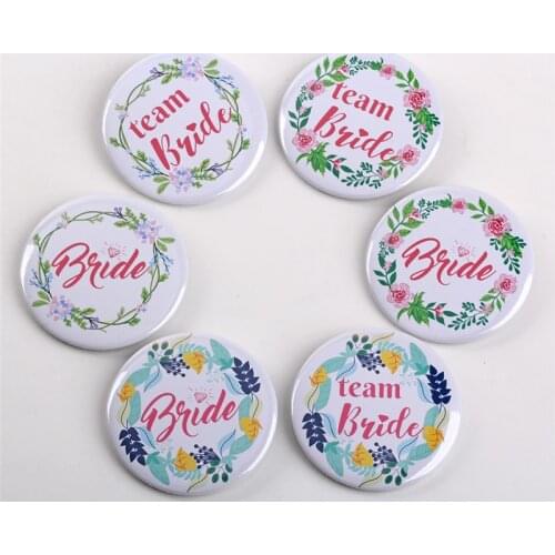 6Pcs/Pack Wedding Party Badge Team Bride Bride To Be Patch Wedding Bachelorette Badges Wedding Party Decoration Supplies