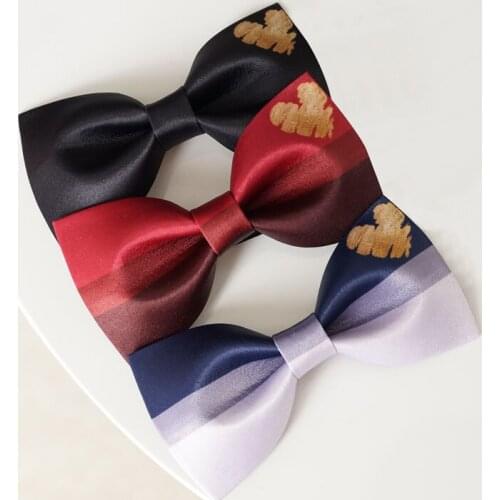 Free shipping new fashion 2020 casual mens male Original printed bow tie wine red black gradient wedding women golden love