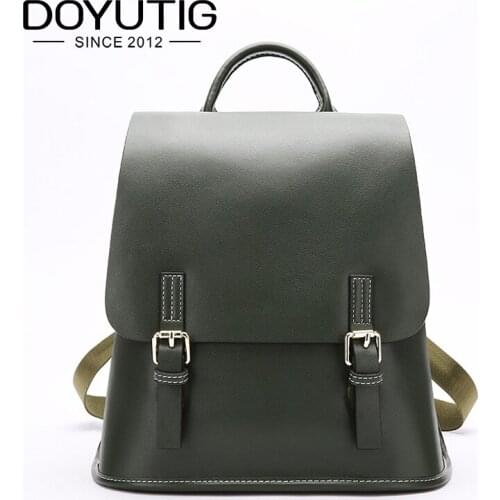 DOYUTIG Brand Womens Genuine Leather Casual Backpack Girl Large Capacity Real Leather School Knapsack Female Fashion Bags E175
