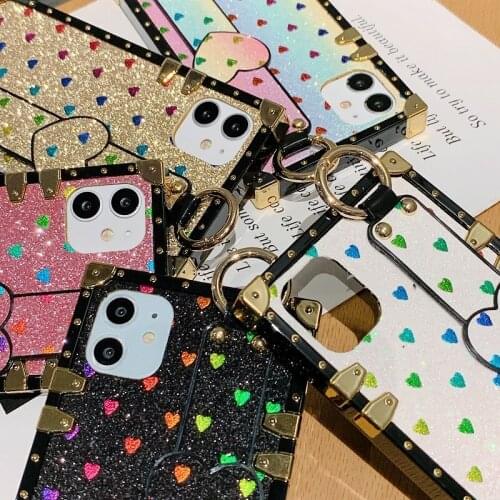Luxury Glitter Phone Case for Galaxy S21 Ultra S8 S9 S10 Lite S20 FE S10e Note 8 9 10 Lite 20 Plus Wristband Back Cover