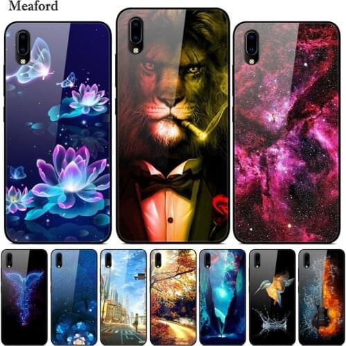 For Vivo Y91i Case Tempered Glass Print Hard Back Cover For Vivo Y91C 2020 Y91i 1820 Case Bumper Funda for Vivo Y 91C Y 91i Para