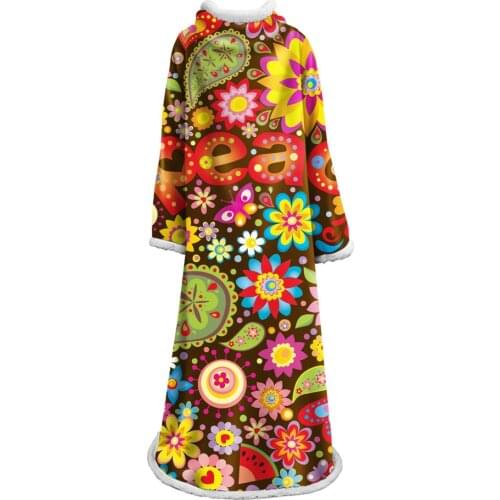 Color Sleeve Blankets Casual Wrap Cloak 3D print SleeveBlanket Kids Soft Brand Adult Wearable Microfiber Quilt Fashion Outdoor