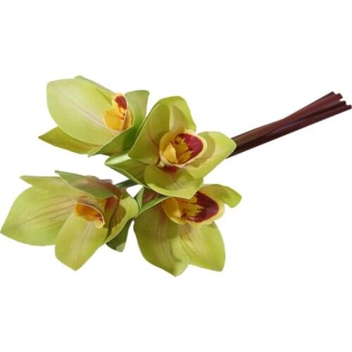 Cymbidium Orchid Artificial Flowers Bouquet Cheap Fake Flowers for Home Table Room Decorative Tools Cheap Artificial Flowers