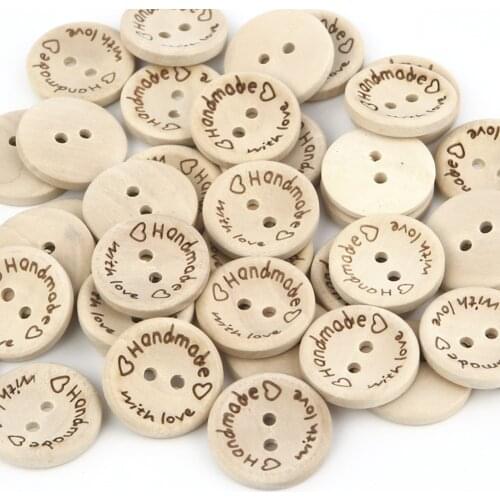15/20/25mm Wooden Handmade Letter Love Wedding Buttons Cards For Sewing Accessories DIY Crafts Scrapbooking Clothing Decoration