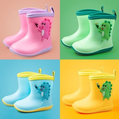 Kids Rain Boots Girls Boys children Rainboots Cartoon Cute Waterproof Soft Bottom Overshoes Water Boots Non-slip Rubber Shoes