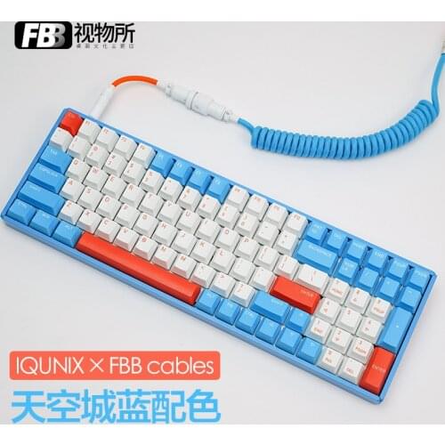 FBB Cables IQUNIX Sky City Blue F96 Customized Data Cable Customized Spiral Keyboard Cable Key Cap Theme for Mechanical Keyboard