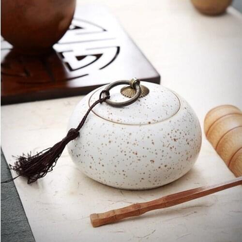 Modern Style Ceramics Little Tea Caddy Chinese All Kinds of Tea Storage Box Crude Pottery Canister Container for Puer Tea